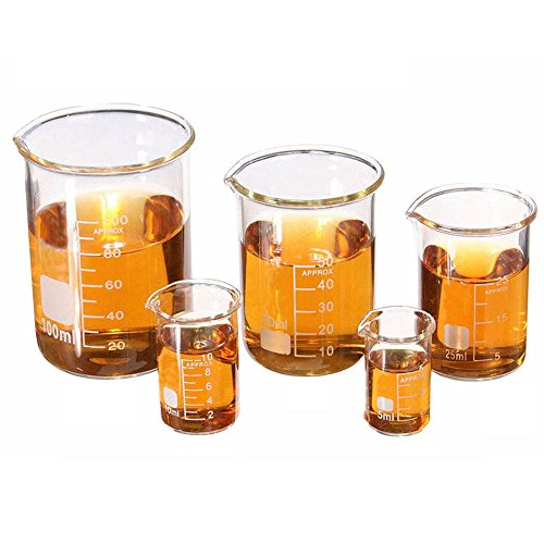 LIPOVOLT® Set 5ml-100ml Chemistry Laboratory Glass Beaker Borosilicate Measuring Glasswar