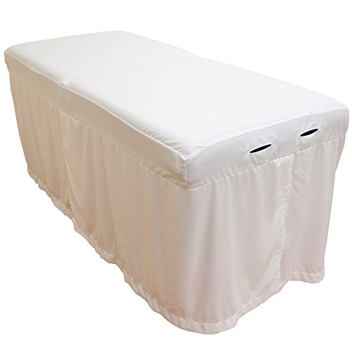 Microfiber Massage Table Skirt by Body Linen – Massage Table Bed Skirt to Fit Standard Size Massage Tables – Lightweight, Super Soft and Stain-Resisting – White