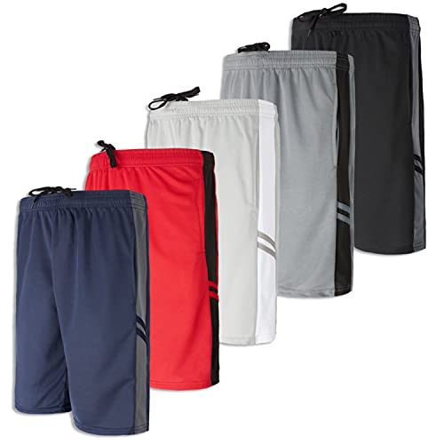 Men’s Mesh Active Wear Athletic Basketball Essentials Performance Gym Soccer Running Summer Fitness Quick Dry Wicking Workout Clothes Sport Shorts – Set 1-5 Pack, XL