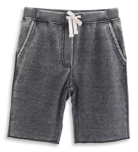 HARBETH Men’s Casual Soft Cotton Elastic Fleece Jogger Gym Active Running Hiking Pocket Shorts Burnout Gray S