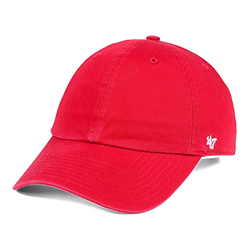 ’47 Blank Classic Clean Up Cap, Adjustable Plain Baseball Hat for Men and Women – Red