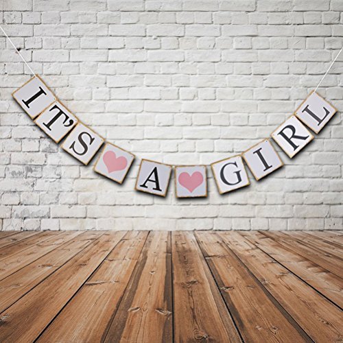 IT is A Girl Banner Sign Bunting Christening Baby Shower Garland Decoration Birthday Party Favors