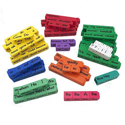 hand2mind Reading Rods Sentence Construction Linking Cubes, Word Blocks for Early Readers, Sentence Building for Kids, Reading Manipulatives, 1st Grade Reading, Homeschool Supplies (Set of 156)