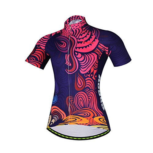 Womens Cycling Jersey Short Sleeve Cycle Racing Shirt Bicycle Bike Girl Sportwear Clothing D403 (E Shirt, S)
