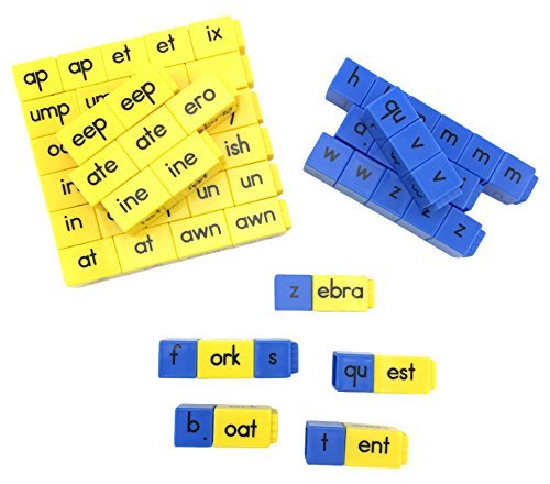 hand2mind Reading Rods Letters and Words, Build a Word with Alphabet Blocks, Early Readers Linking Cubes, Reading Manipulatives, Montessori Alphabet, 1st Grade Reading, Homeschool Supplies (Set of 62)