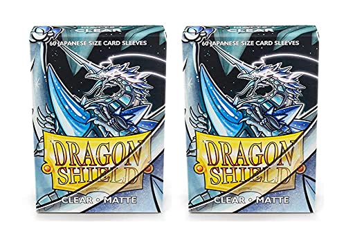 Dragon Shield Bundle: 2 Packs of 60 Count Japanese Size Mini Matte Card Sleeves – Matte Clear