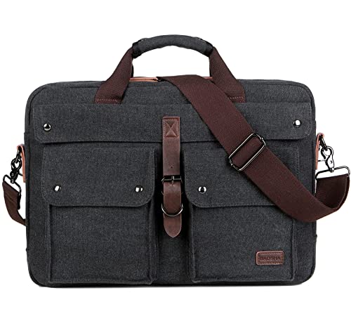 Baosha BC-07 17inch Canvas Laptop Computer Bag Messenger Bag Multicompartment Briefcase (Black)