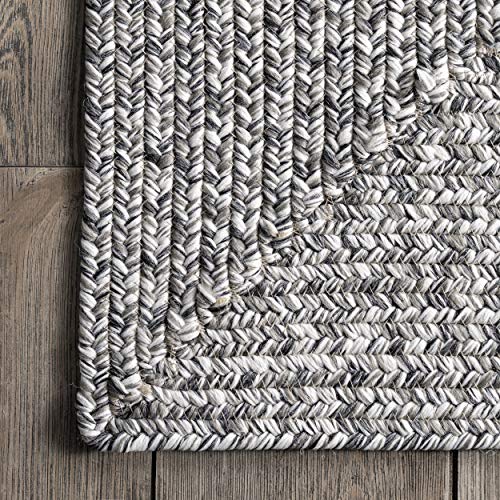 nuLOOM Wynn Braided Indoor/Outdoor Runner Rug, 2′ 6″ x 6′, Light Grey/Salt and Pepper | The Storepaperoomates Retail Market - Fast Affordable Shopping
