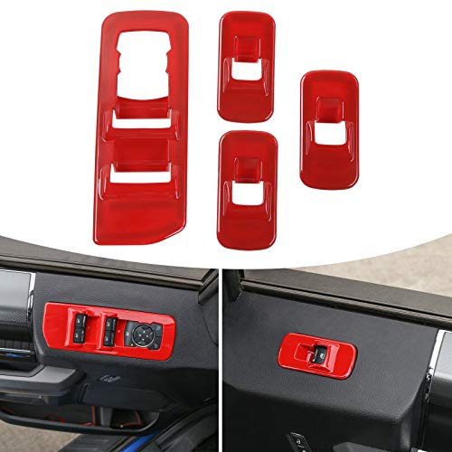 Voodonala Red Window Lift Panel Switch Covers for 2015 2016 2017 2018 2019 2020 Ford F150(4pcs/Set)