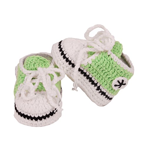 YeahiBaby Baby Handmade Crochet Knit Socks Warm Crib Booties Shoes for Infants 10cm (Light Green)