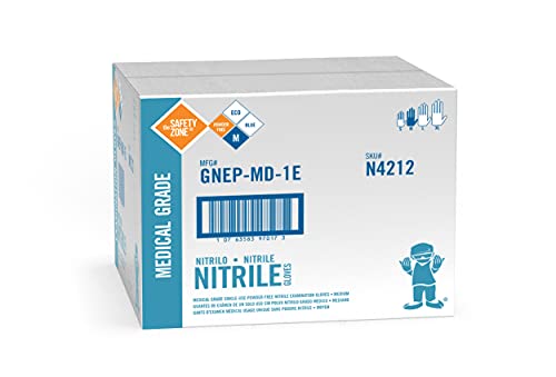 The Safety Zone GNEP-MD-1E Nitrile Exam Gloves, Blue, case of 1000, Medium