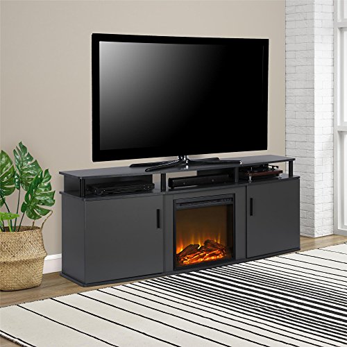 Ameriwood Home Carson Electric Fireplace TV Console for TVs up to 70″, Gray