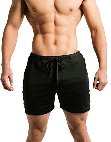 Tough Mode Apparel Mens Workout Bodybuilding MMA WOD Training Gym Running Lifting Shorts Zipper Pocket Black