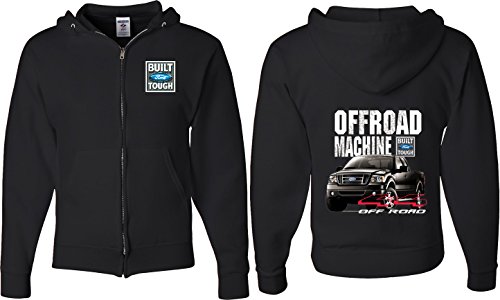 Ford F-150 Off Road Machine (Front & Back) Full Zip Hoodie, Black, Medium