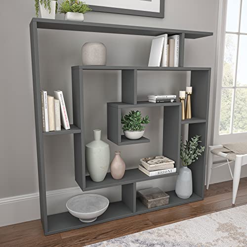 Ada Home Décor Briscoe Bookcase, 49” x 51” x 8.5”, Anthracite | The Storepaperoomates Retail Market - Fast Affordable Shopping