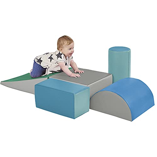 ECR4Kids-ELR-12683F SoftZone Climb and Crawl Activity Play Set – Lightweight Foam Shapes for Climbing, Crawling and Sliding for Toddlers and Kids (5-Piece), Contemporary