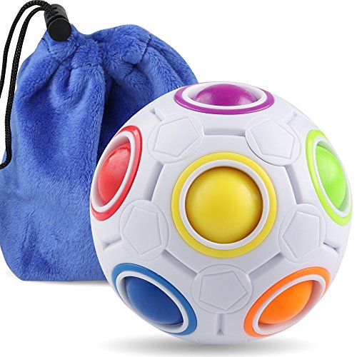 Coogam Rainbow Puzzle Ball with Pouch Color-Matching Puzzle Game Fidget Toy Stress Reliever Magic Ball Brain Teaser for Kids and Adults, Children, Boy, Girl Holiday