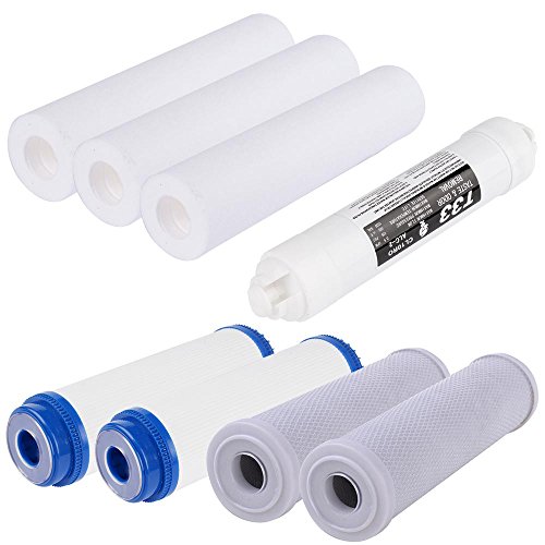 Yescom 8 Pcs Filter Replacement Set for 5-Stage Reverse Osmosis System RO Cartridges