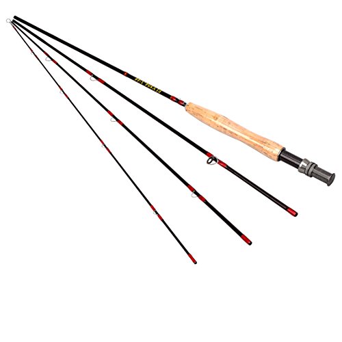 CHANNELMAY 8′ 4 Pieces #3/4 Carbon Fiber Fly Fishing Rod Pole 2.44M Length Light Feel Medium-Fast Action