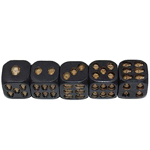 1 Set of 5 Pcs Black Skull Dice Grinning 3D Skeleton Dice Scary Novelty Board Game for Club Pub Party