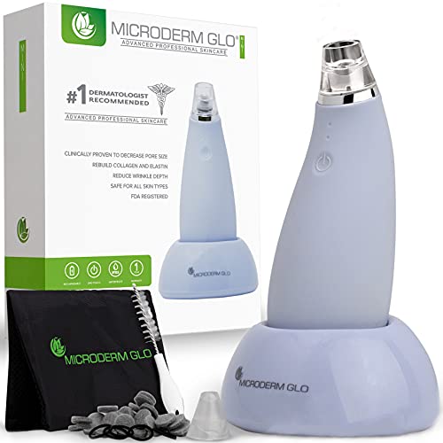 Microderm GLO Mini Blackhead Remover Pore Vacuum & Facial Tool with Microdermabrasion Add-On Option – #1 Advanced Suction Machine for Face and Nose – Promotes Clean Bright Youthful Glowing Skin