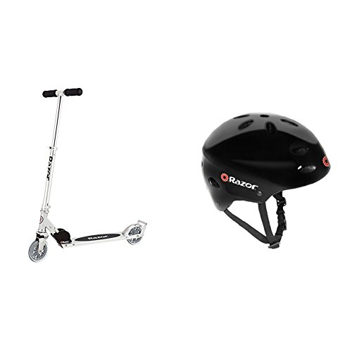 Razor A3 Kick Scooter, Clear, Frustration Free Packaging w/ Black Helmet
