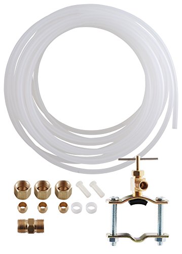 Ice Maker Supply Line and Humidifier Installation Kit for Refrigerators & Freezers, 1/4” x 25’ Poly Tubing, Includes Quick Connect Saddle Valve, Compression Fittings and Adapters