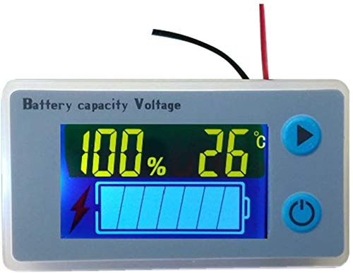Multifunction 48V LCD Lead Acid Battery Capacity Meter Voltmeter with Temperature Display Battery Fuel Gauge Indicator Voltage Monitor