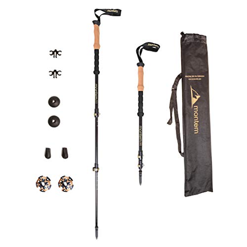 Montem Ultralight 3K Carbon Fiber Hiking / Walking / Trekking Poles – One Pair (2 Poles) … (Black)