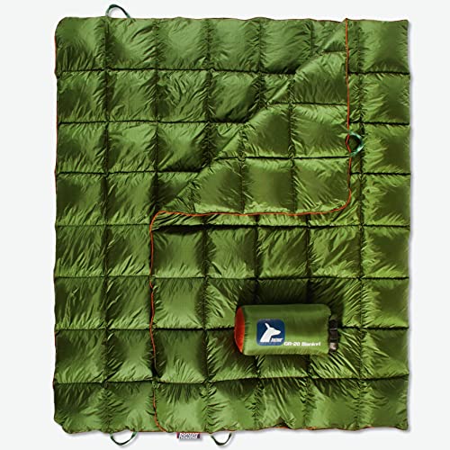 Horizon Hound Down Camping Blanket – Trek, Green Travel Blanket | Sustainable Insulated Down | Lightweight & Warm Quilt for Camping, Stadium, Hiking & Festival | Water Resistant, Packable & Compact