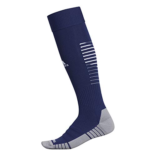 adidas Speed 2 Soccer Socks for Boys, Girls, Men and Women (1-Pair), Team Navy Blue/White/Light Onix Grey, Large