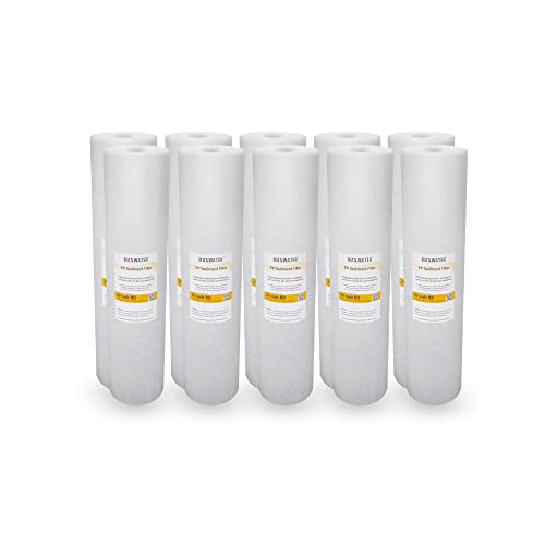 Max Water 20 inch x 4.5 inch, 10 Micron Replacement Sediment Water Filter Cartridge for Whole House, Melt Blown Filtration Fiber for Heavy Duty ( Pack of 10 )