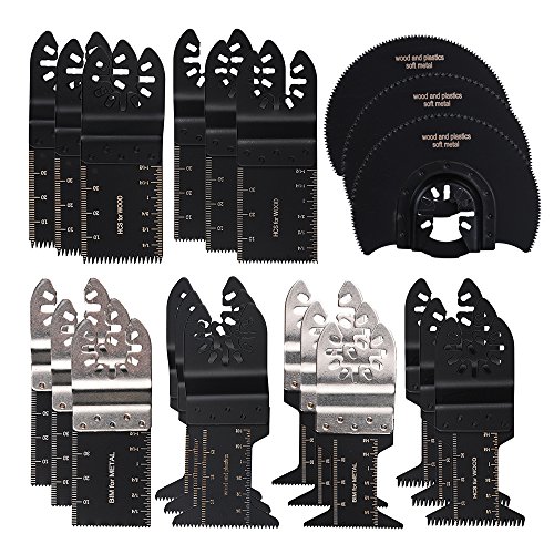 HIFROM Semi-Circular/Bi-Metal/Japan Tool Oscillating Multitool Quick Release Saw Blades Compatible with Fein Porter Cable Bosch Dremel Craftsman Ridgid and More 21pcs