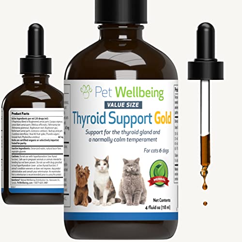Pet Wellbeing Thyroid Support Gold for Cats – Vet-Formulated – Supports Overactive Thyroid in Felines – Natural Herbal Supplement 4 fl oz (118 ml)