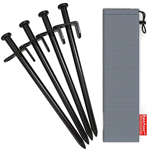 Tent Stakes Heavy Duty, BareFour 8-Inch Camping Stakes，4-Pack Forged Steel Tent Pegs Unbreakable and Inflexible – Available in Rocky Place Dessert Snowfield and Grassland