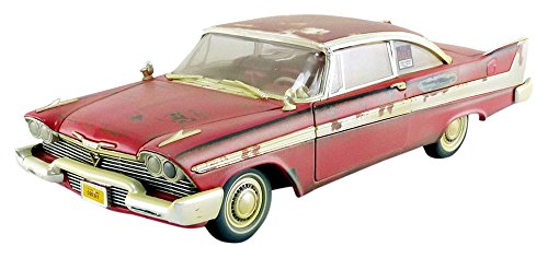 Auto World – Christine 1958 Plymouth Fury in Red – Dirty Version – 1/18 Scale Die Cast Collectible Model Muscle Car for Kids and Adults