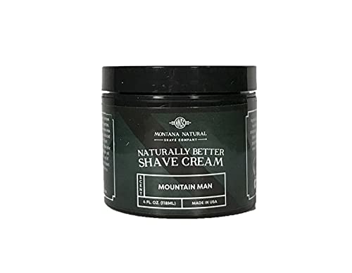 MNSC Mountain Man Naturally Better Shave Cream – Smooth Shave, Hypoallergenic Sensitive Skin Formula, Softer Skin, Prevents Nicks, Cuts, and Irritation, Handcrafted in USA, All-Natural & Plant-Derived