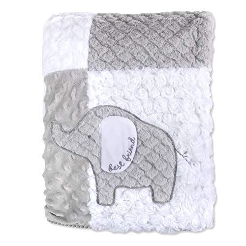 WENDY BELLISSIMO Reversible Baby Elephant Blanket with Baby Elephant (Grey/White)