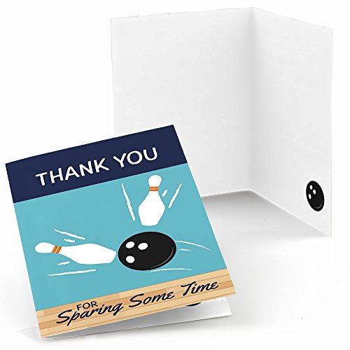 Big Dot of Happiness Strike Up the Fun – Bowling – Birthday Party or Baby Shower Thank You Cards (8 Count)