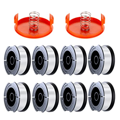 Eventronic 10 Pack String Trimmer Replacement Spool Compatible with Black+Decker Weed Eater, 240ft 0.065″ AF-100 Autofeed Line for Black+Decker String Trimmers(8 Spools + 2 Caps+2 Springs)