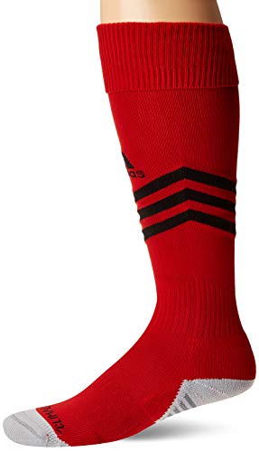 adidas Mundial Zone Cushion Soccer Socks for Boys, Girls, Men and Women (1-Pair), Power Red/Black/Light Onix Grey, Large