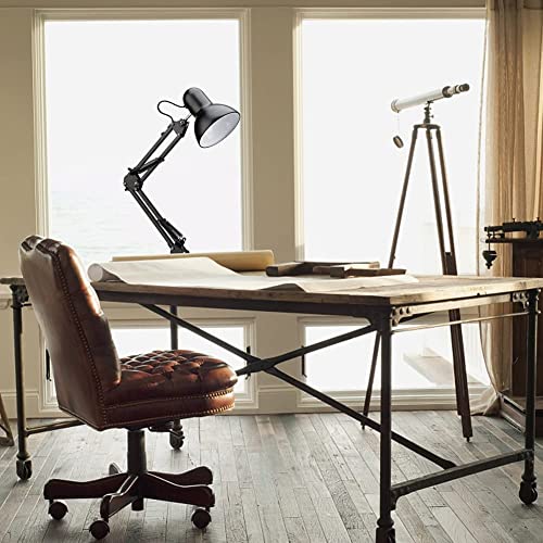 PowerKing Metal Swing Arm Desk Lamps, Adjustable and Flexible, Feading with Base and Clip 2-in-1 Function, Fit E26&E27 Bulbs Base, Application in Bedroom Living Room, Office Home (Black) | The Storepaperoomates Retail Market - Fast Affordable Shopping