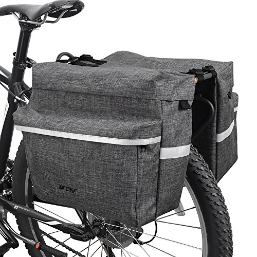 BV Bike Panniers 26L With Adjustable Hooks – Panniers For Bicycles With Carrying Handle, Bike Pannier Bag With 3M Reflective Trim For More Visibility – Bicycle Commuting Pannier Fit Most Bicycle Rack