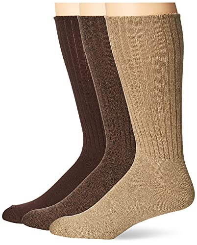 Chaps Men’s Cotton Rayon Dress Crew Socks-3 Pair Pack-Assorted Solid Color, Khaki True Rib, Shoe Size: 6-12