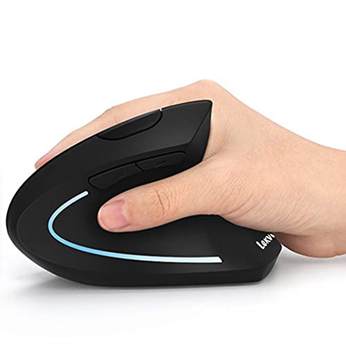 Ergonomic Mouse, LEKVEY Vertical Wireless Mouse – Rechargeable 2.4GHz Optical Vertical Mice : 3 Adjustable DPI 800/1200/1600 Levels 6 Buttons, for Laptop, PC, Computer, Desktop, Notebook etc, Black