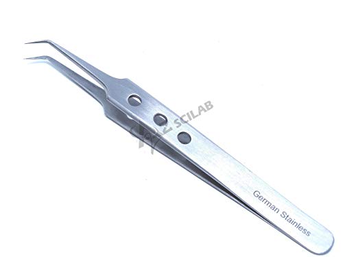 Eyelash Eyebrow Lashes Extensions Volume 3D+ 5D 6D Stainless Steel Tweezers (45 Degree Semi Angled)
