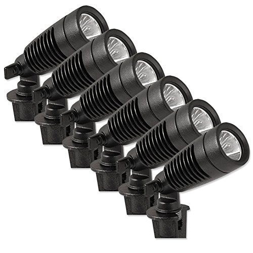 Moonrays 95536 1W Low Voltage LED Metal Spot Light Kit (6 Pack), Black, 6 Count
