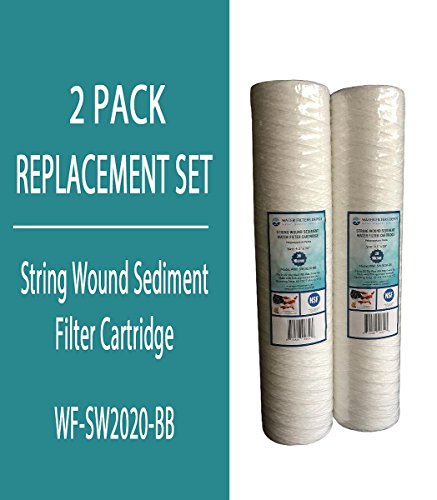 WFD, WF-SW2020-BB 4.5″x20″ 20 Micron String Wound Sediment Water Filter Cartridge, Fits in 20″ Big Blue (BB) Housings of Whole House Filter Systems (2 Pack, 20 Micron)