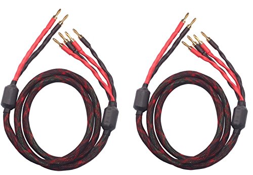 k4B-2B Bi-Wire Speaker Cable (2 Banana Plugs – 4 Banana Plugs), 1pair Set (Total 12banana Plugs), k4B-2B (3M(9.8ft))