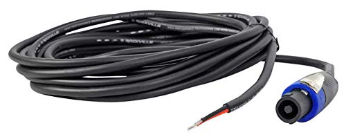 Rockville RHC20 20 Foot Speakon to Bare Wire Speaker Cable,16 Gauge,100% Copper,Black